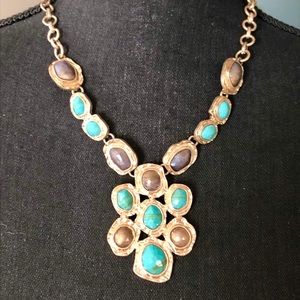 Turquoise and Bronze Gold Tone Statement N…